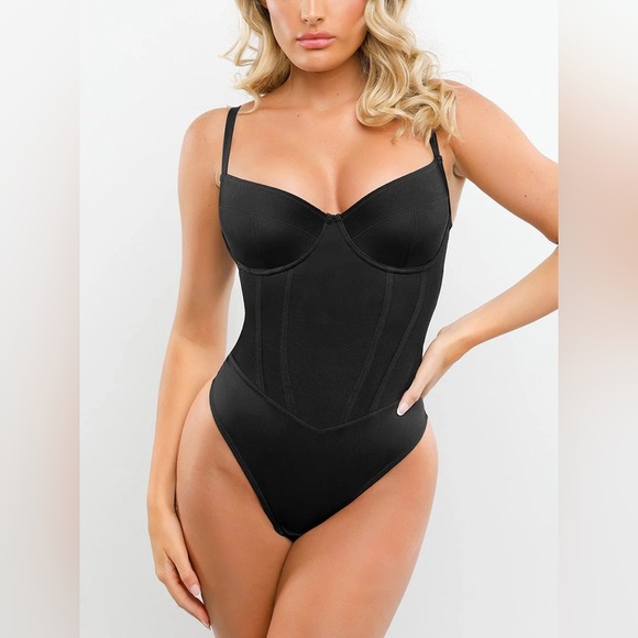 Auden Other - Auden Sheer Mesh Black Sculpting Underwire Thong Bodysuit Size Small | NWOT
